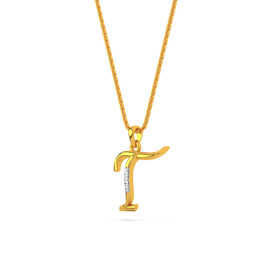 Alphabet T Diamond Pendant