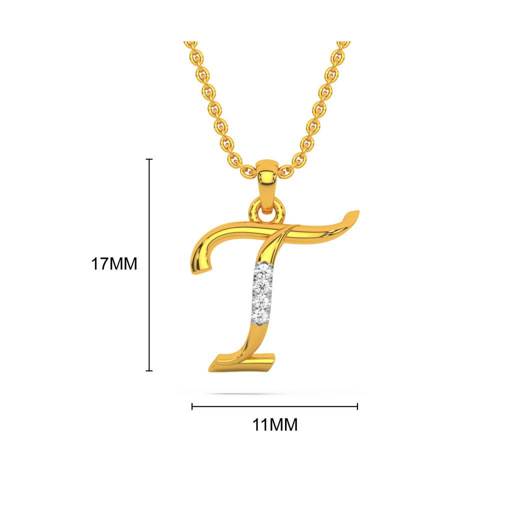 Alphabet T Diamond Pendant