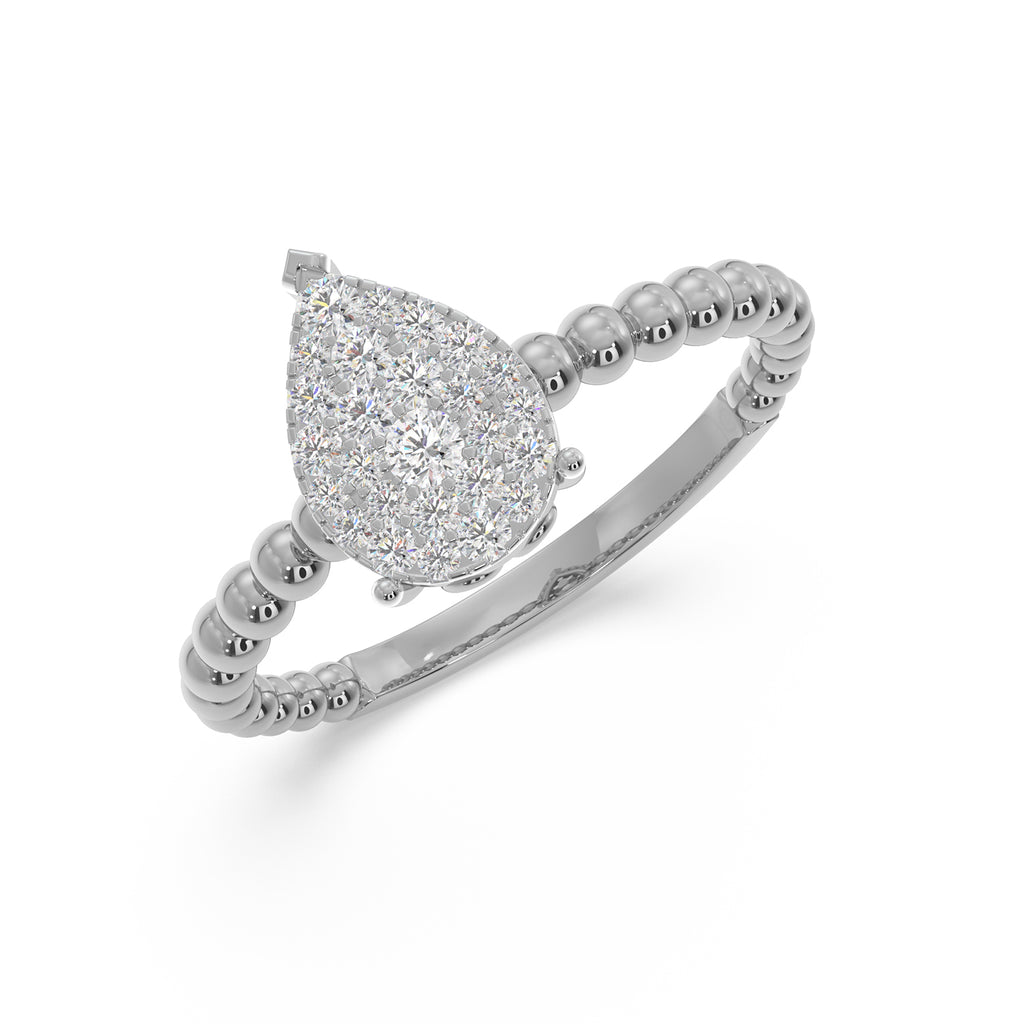 Pear Solitaire Look Ring