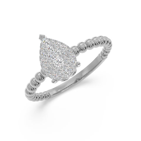Pear Solitaire Look Ring