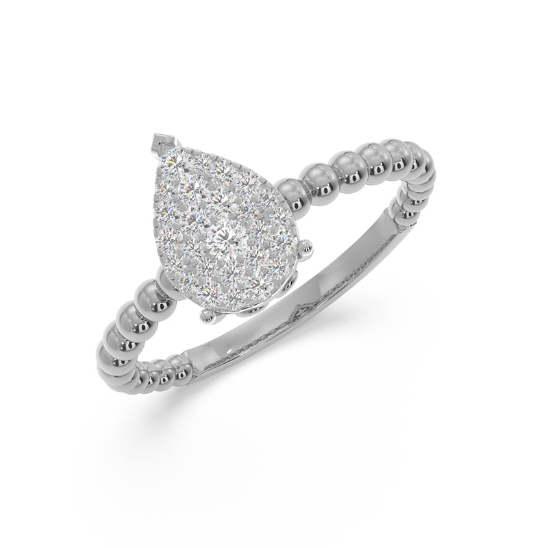Pear Solitaire Look Ring