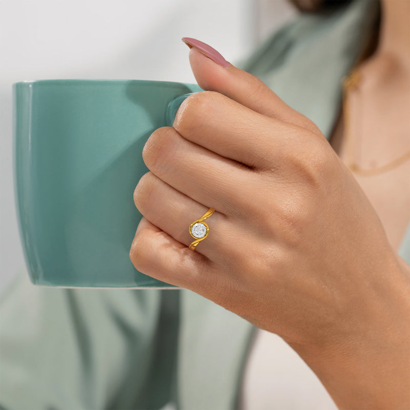 Bezel Solitaire Look Ring