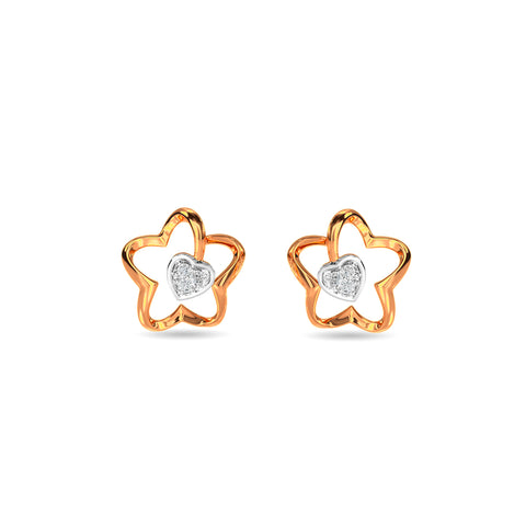 Heart In Flower Kids Earring