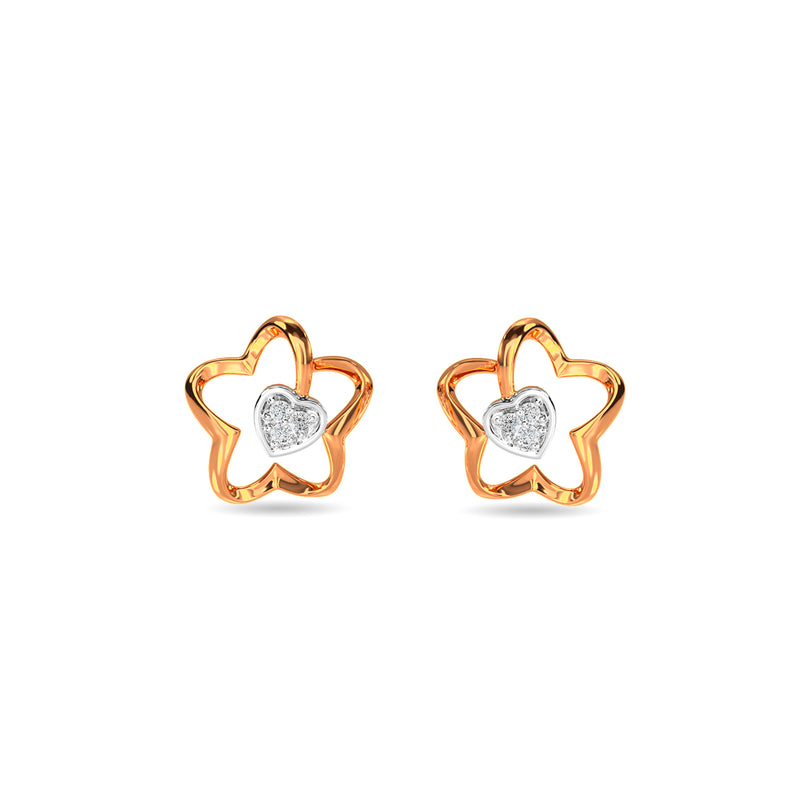 Heart In Flower Kids Earring