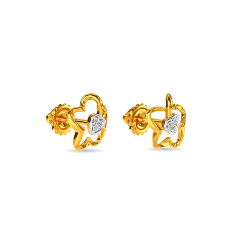 Heart In Flower Kids Earring