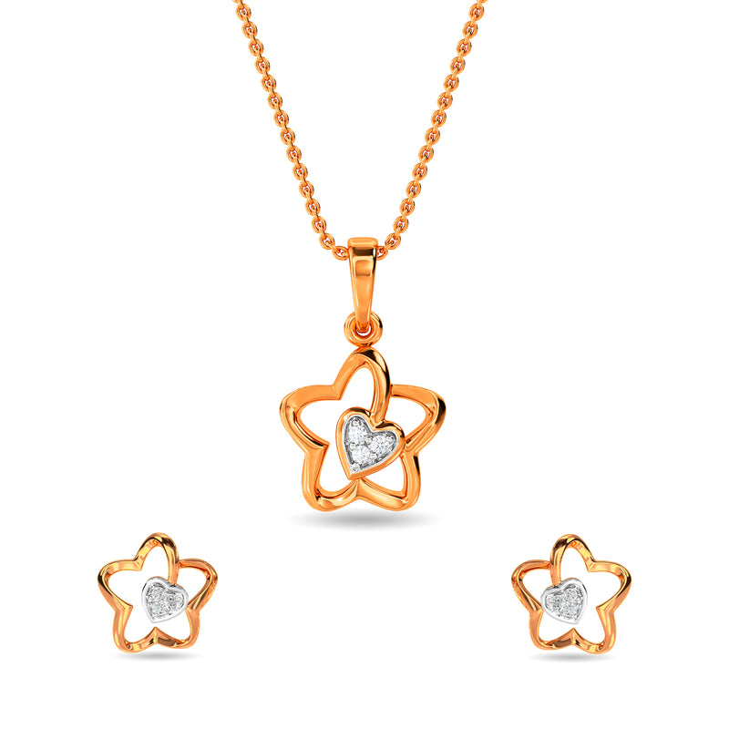 Heart In Flower Pendant Set