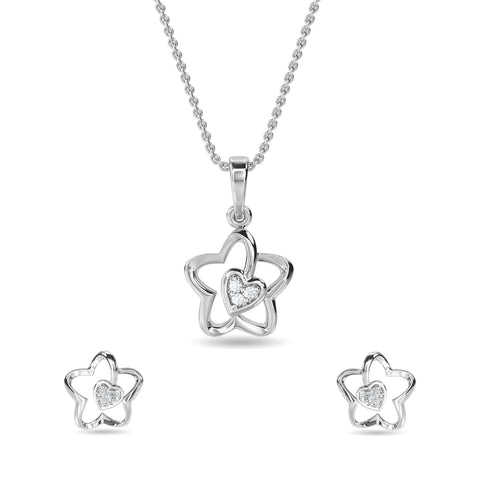 Heart In Flower Pendant Set