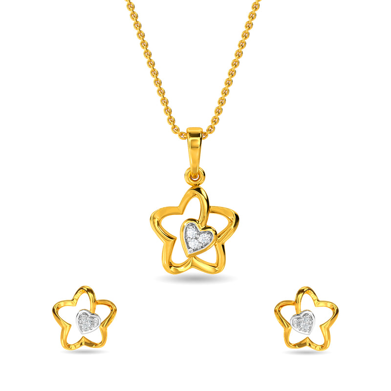 Heart In Flower Pendant Set