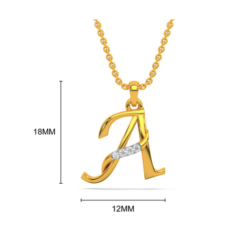 Alphabet A Diamond Pendant