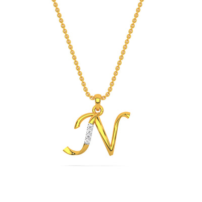 Alphabet N Diamond Pendant