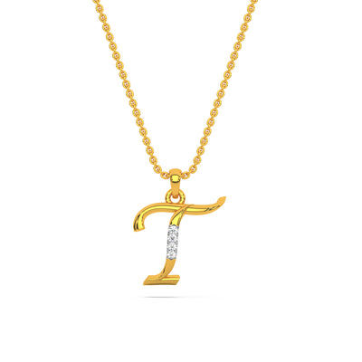 Alphabet T Diamond Pendant