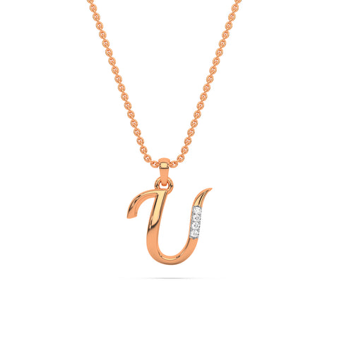 Alphabet U Diamond Pendant