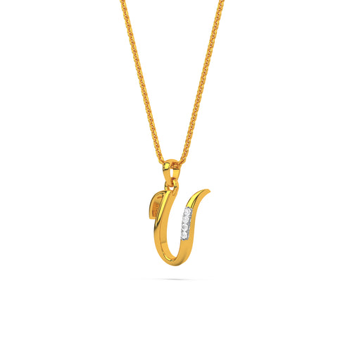 Alphabet U Diamond Pendant