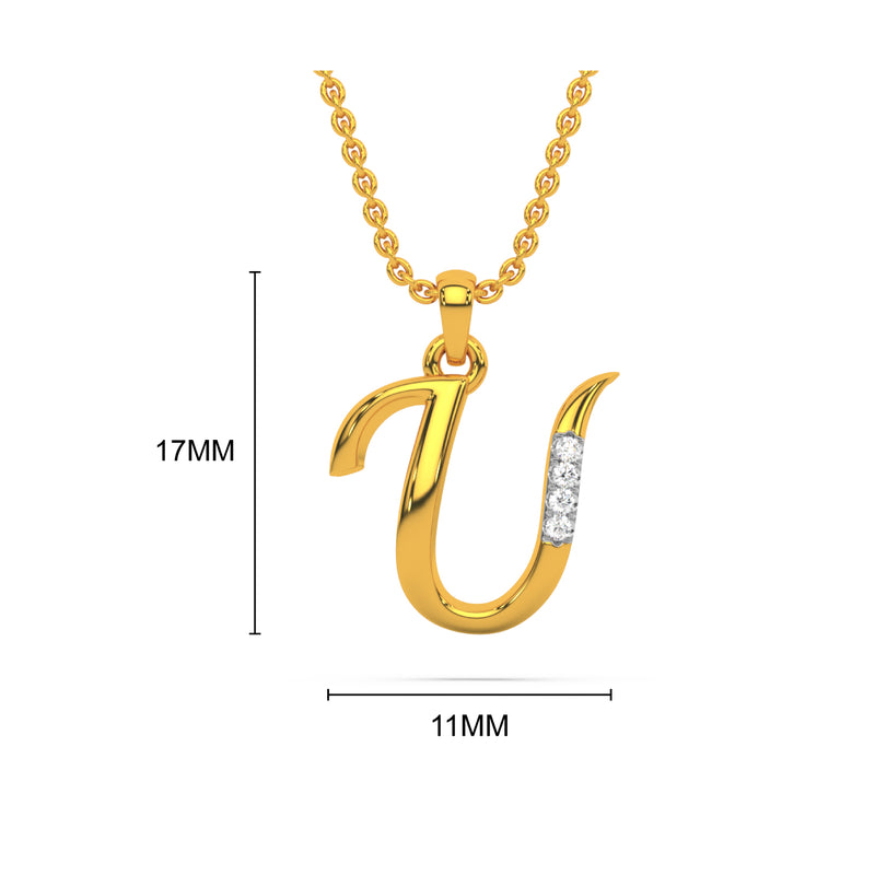 Alphabet U Diamond Pendant