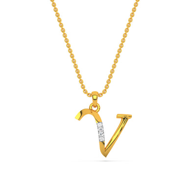 Alphabet V Diamond Pendant