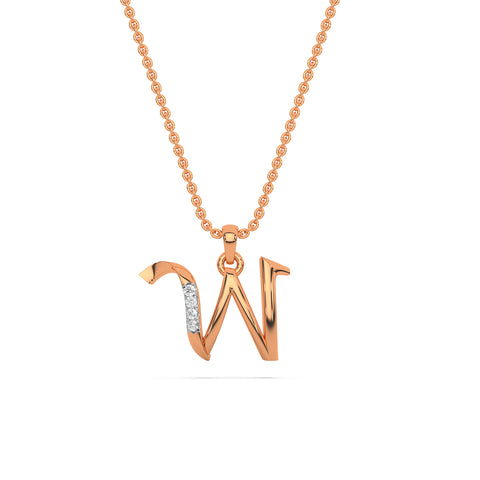 Alphabet W Diamond Pendant