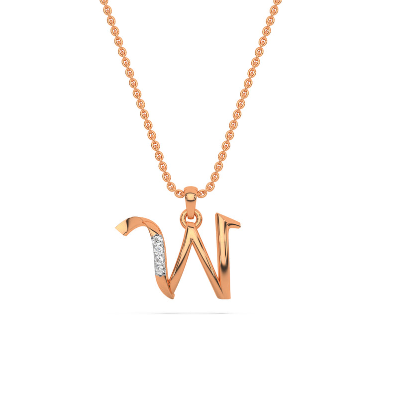 Alphabet W Diamond Pendant