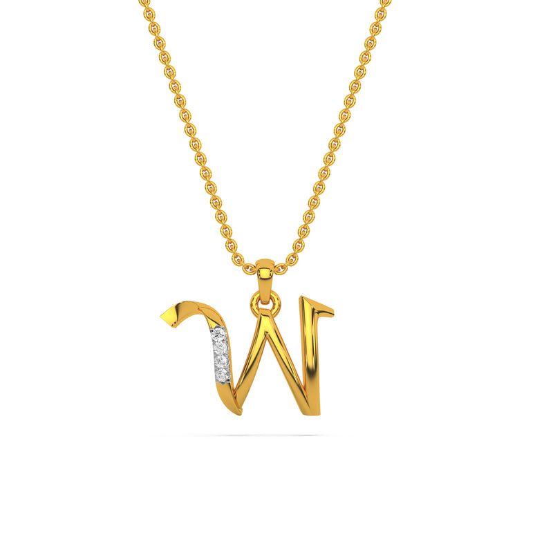 Alphabet W Diamond Pendant
