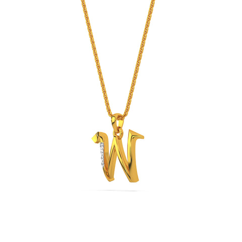 Alphabet W Diamond Pendant