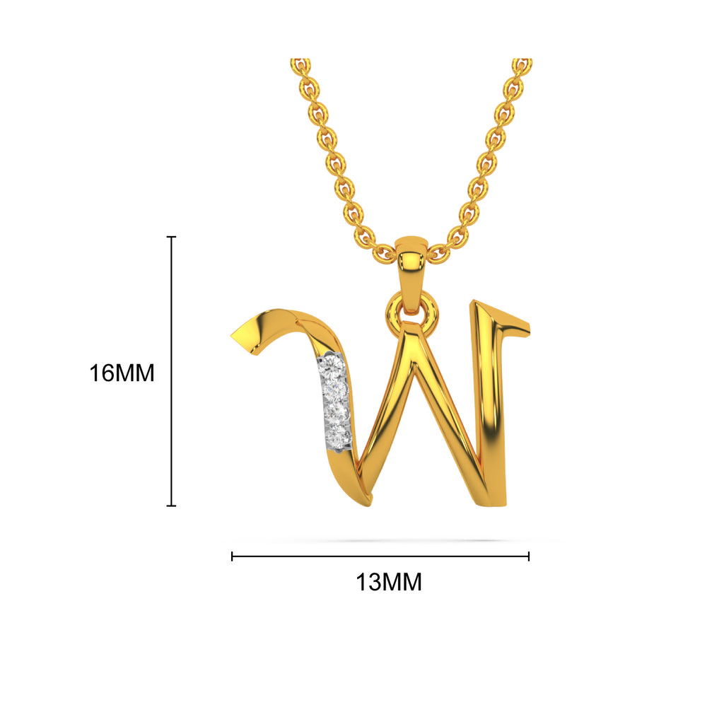 Alphabet W Diamond Pendant