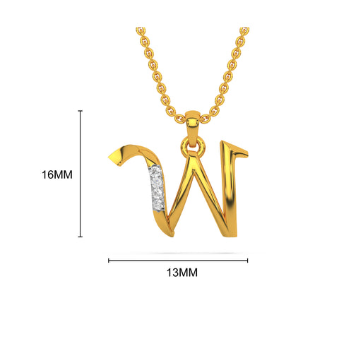 Alphabet W Diamond Pendant
