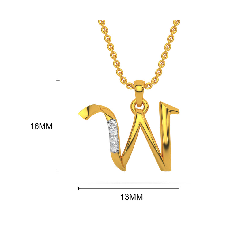 Alphabet W Diamond Pendant