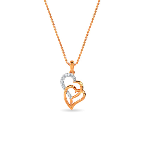 Twin Mate Heart Diamond Pendant