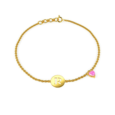 Initial R Gold Bracelet