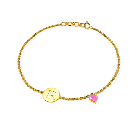 Initial R Gold Bracelet