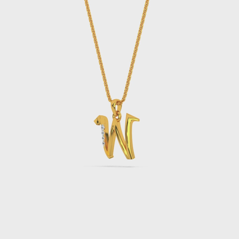 Alphabet W  Unisex Pendant